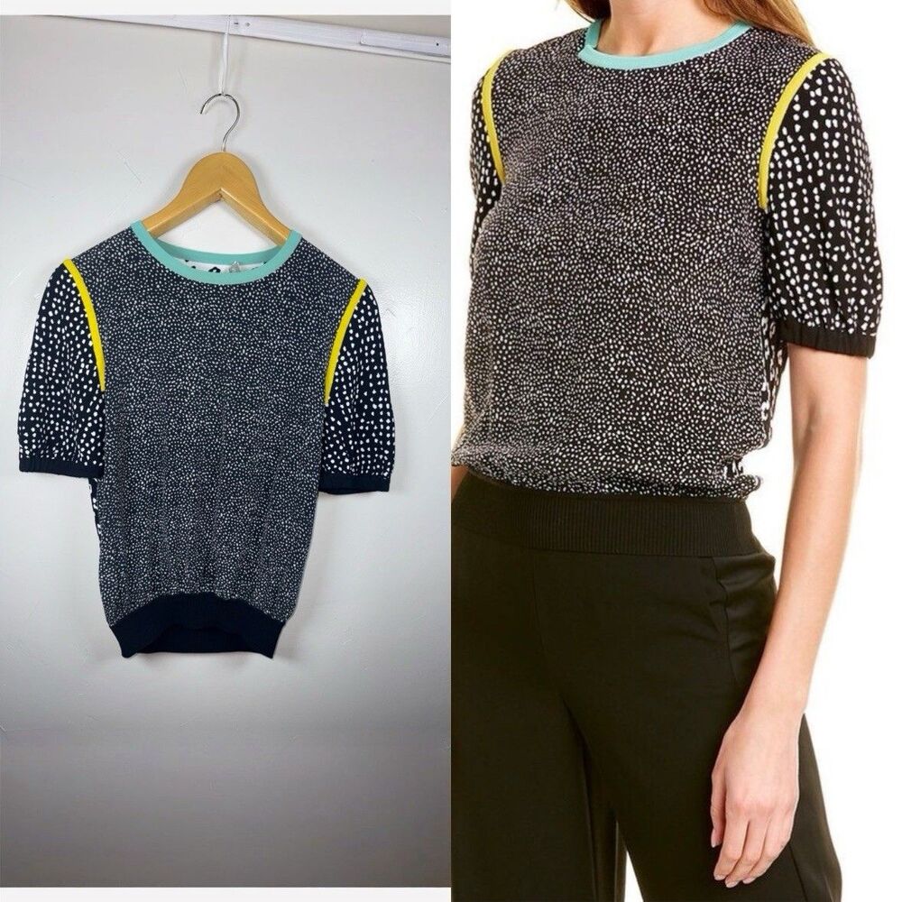 Max Mara Women's Mallo Floral Contrast Trim Knit Top (PLEASE READ)